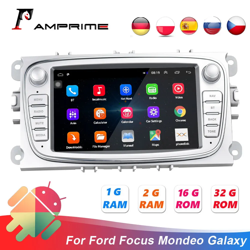 AMPrime 2 Din Автомобильный мультимедийный плеер 7 &quotAndroid для Ford/Focus/C Max/Mondeo/Galaxy Autoradio GPS Wifi автомобильное радио