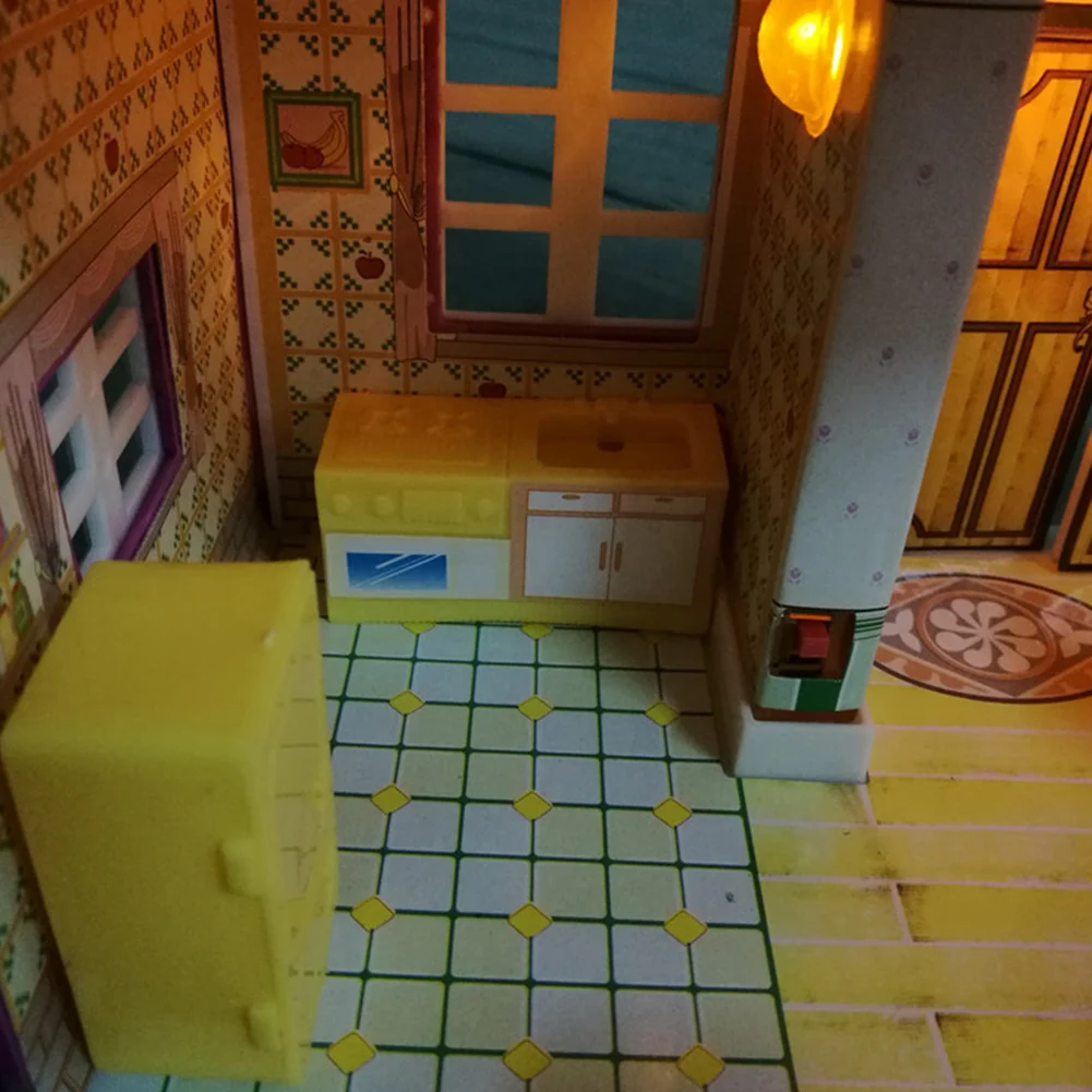 DIY сборный мини-замок дом модель набор с светодиодный детский игровой дом обучающая игрушка