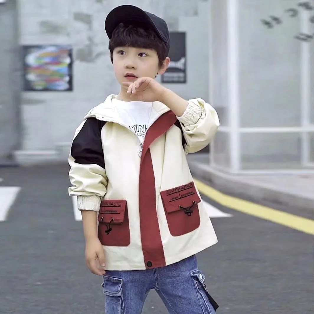 Big Size Spring Autumn Boys Sweatshirt Coat Casual Hooded Windbreaker Coat For Kids 4-12 Years Old Children Outerwear