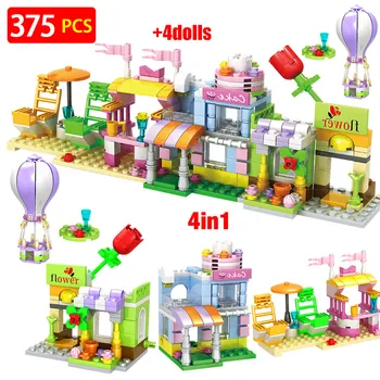 

375PCS Friends City Garden Building Mini Blocks Flower House Cake Shop Dream Hydrogen Balloon Bricks Christmas Toys for Girls