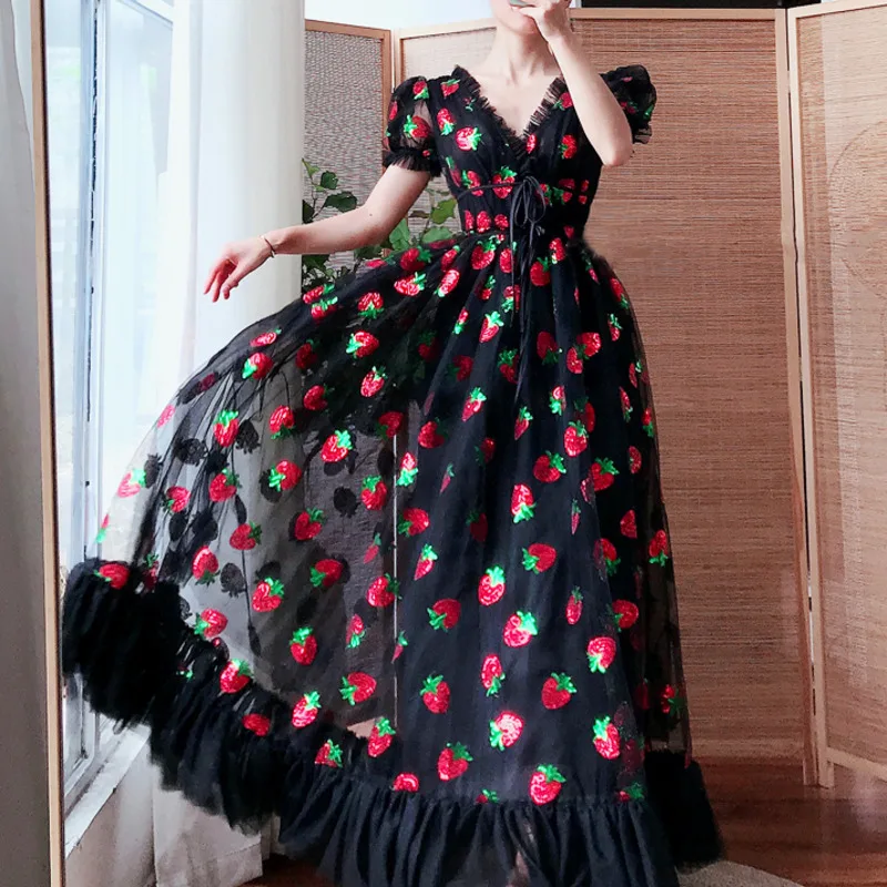 Black strawberry dress Clearance