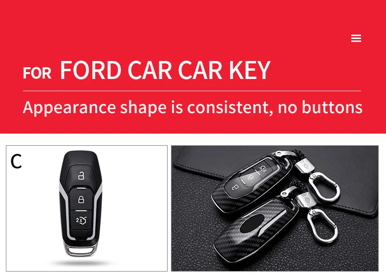 Carbon Fiber Car Smart Key Cover Case Fob Ford Fusion Mondeo Mustang F-150 Explorer Edge Protect Shell 2018 2021 Accessories - He720dc35cbec4228a403932f35fa6708J