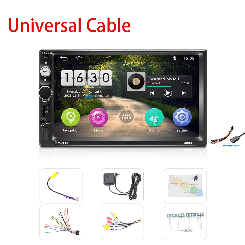 Universal Cable Camecho Android 8,1 " HD автомобильный радиоприемник 2 Din HD 1080P Автомобильный стерео радио универсальный gps Bluetooth Авторадио автомобиля Suppport задняя камера - Цвет: Universal Cable