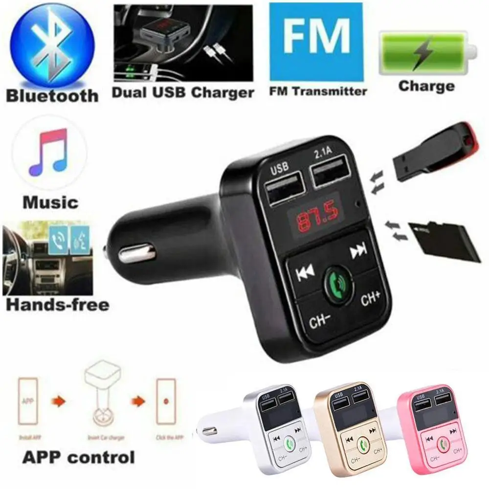 Автомобильный Bluetooth fm-передатчик, беспроводная гарнитура, аудио приемник, авто MP3 плеер, 2.1A, двойной USB, быстрое зарядное устройство, автомобильные аксессуары