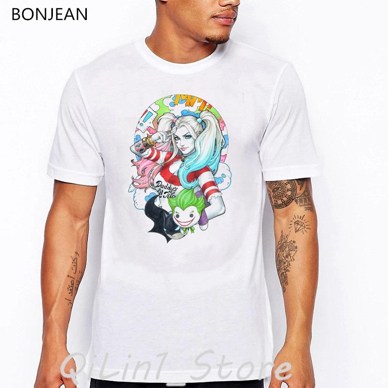 Men?s Suicide Squad the Joker why so serious graphic funny t shirts homme Harley Quinn printed streetwear hip hop rock tshirt