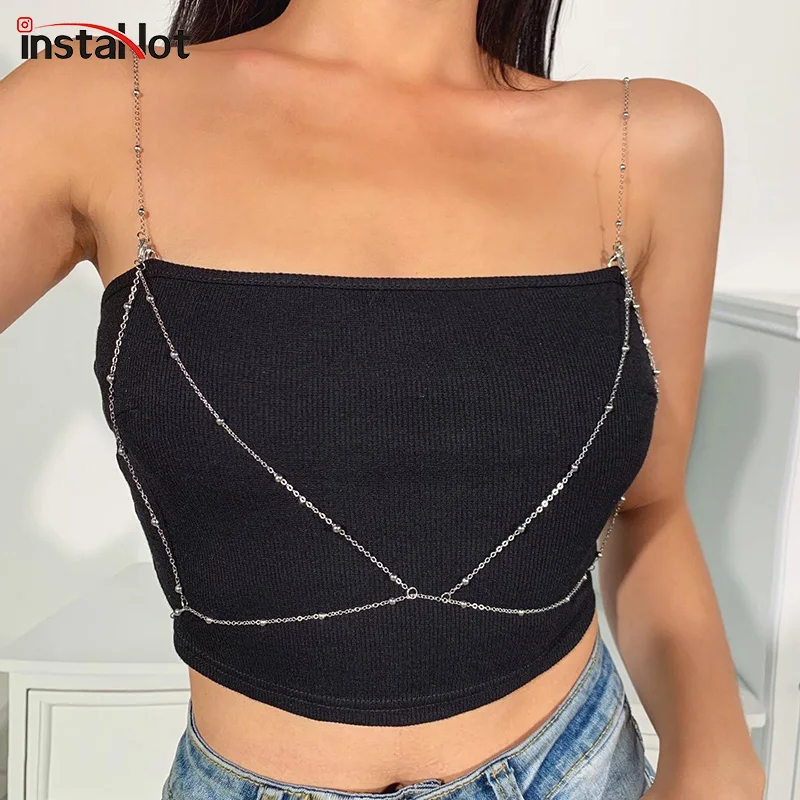 Женский укороченный топ Instahot черный облегающий вечерние п без бретелек с