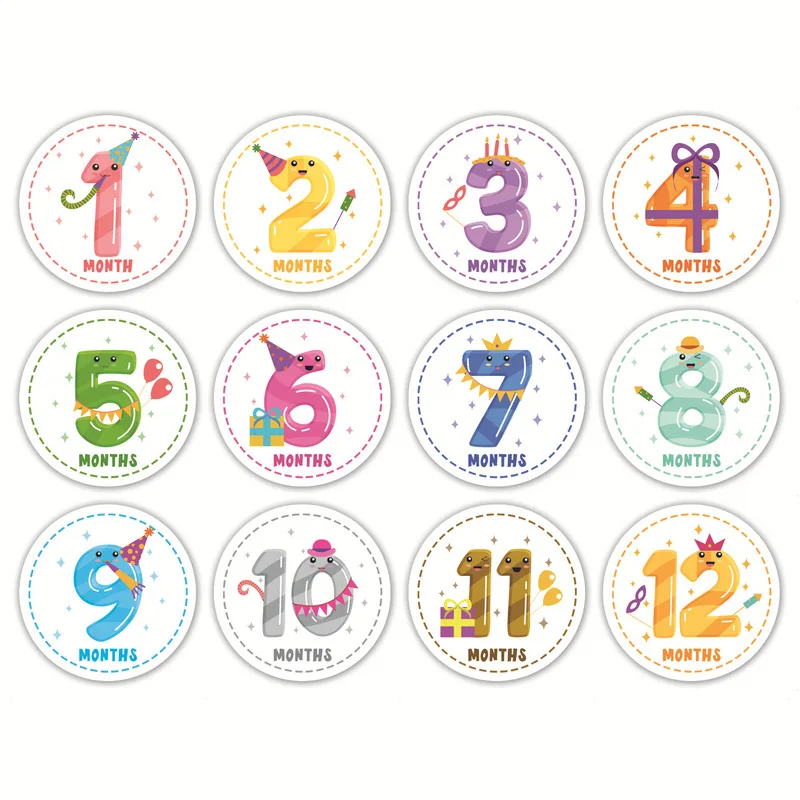 

12Pcs/set Month Sticker Baby Photography Milestone Memorial Monthly Newborn Kid Commemorative Card Number Photo Prop Accessories