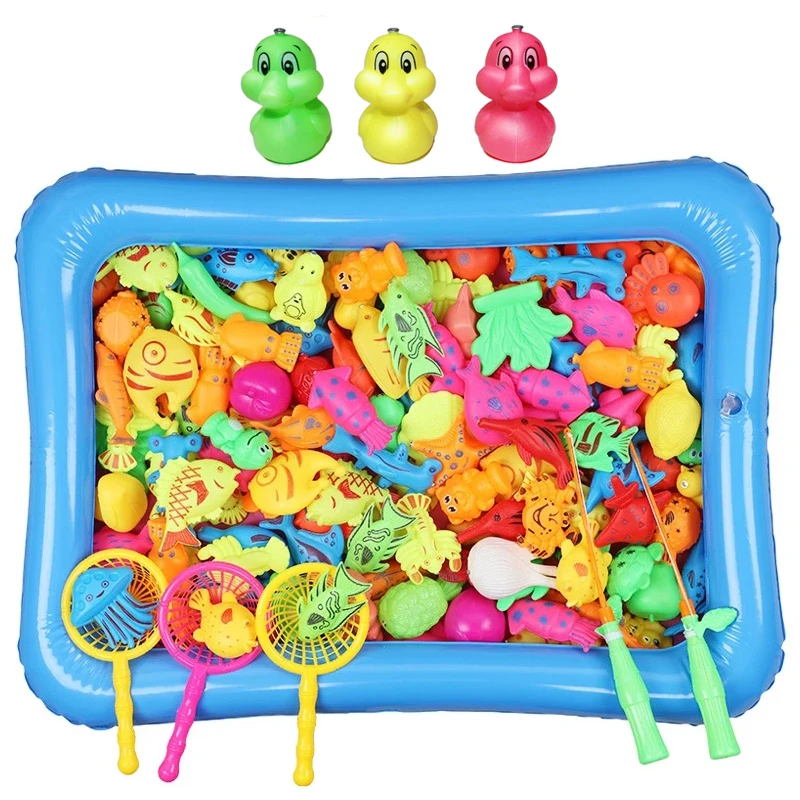 25-67pcs Kids Magnetic Fishing Toy with Inflatable Pool Floating Fish Ducks Parent-child Interactive Toys Game for Children 2 25-67pcs Kids Magnetic Fishing Toy with Inflatable Pool Floating Fish Ducks Parent-child Interactive Toys Game for Children 2