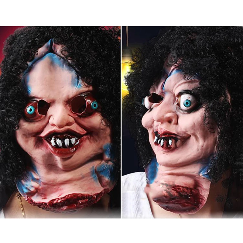 

Halloween Latex Horror Grimace Mask Carnival Masquerade Cosplay Prop Curl Zombie Mask