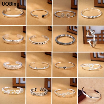 

Drop Shipping Vintage 925 Sterling Silver Fish/Bird/Flower/Cat/Hand Open Women Bracelets & Bangles Jewelry