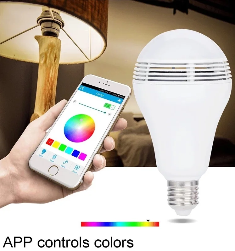 Умная RGB E27 лампа Bluetooth 4,0 аудио лампа с динамиком затемнения светодиодный беспроводной музыкальный лампочка изменение цвета