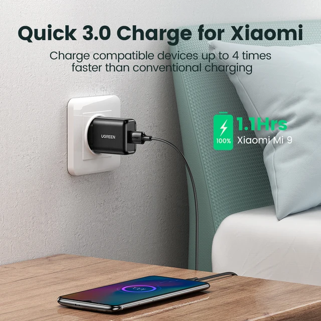 Ugreen USB Quick Charge 3.0 QC 18W USB Charger QC3.0 Fast Wall Charger Mobile Phone Charger for Samsung s10 Huawei Xiaomi iPhone 3