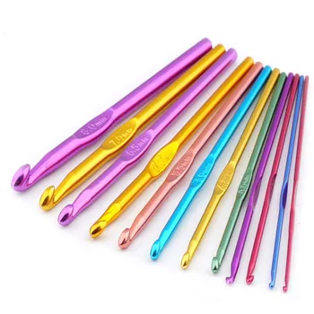 

12pcs Aluminum Crochet Hooks Needles Knit Set Multi-color Weave Craft Yarn Tools 30DC11