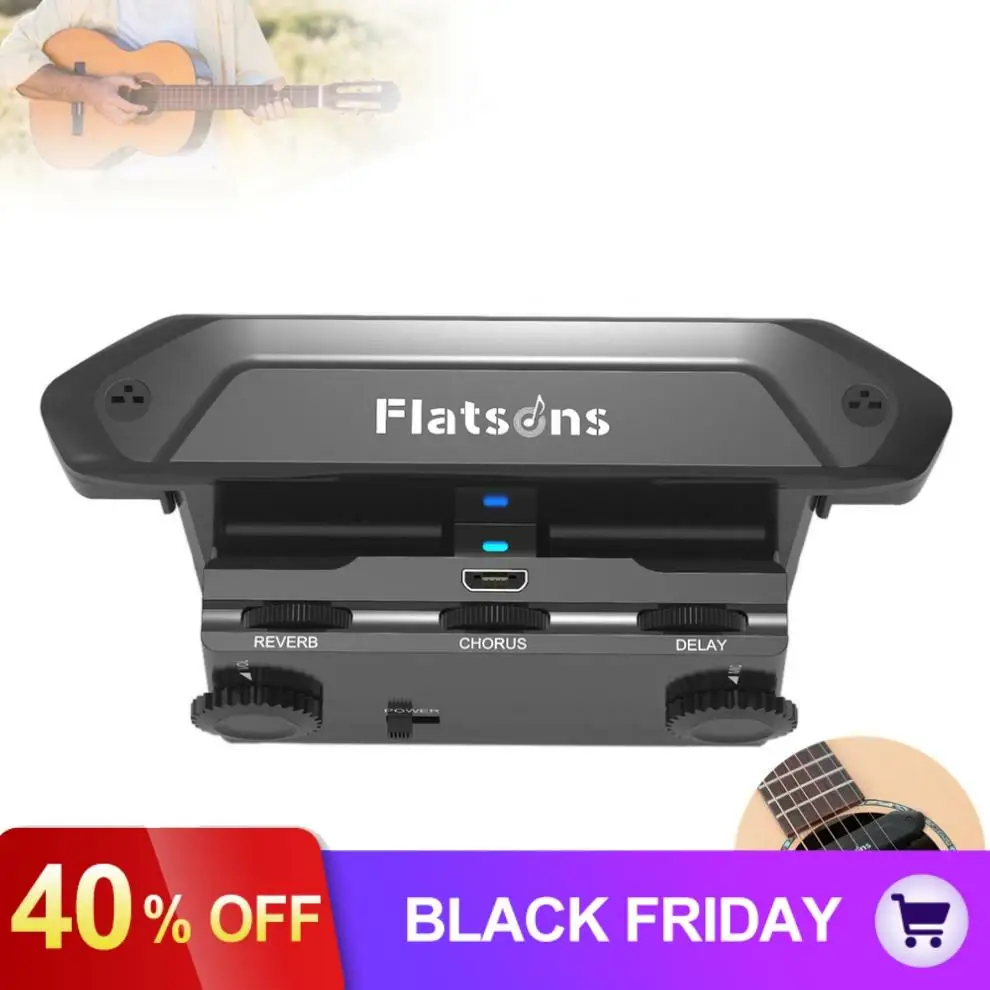 Multi-function Rechargeable Guitar Resonance Pickup Musical Amplifier with Reverbs Chorus Delay VOL Mic Function