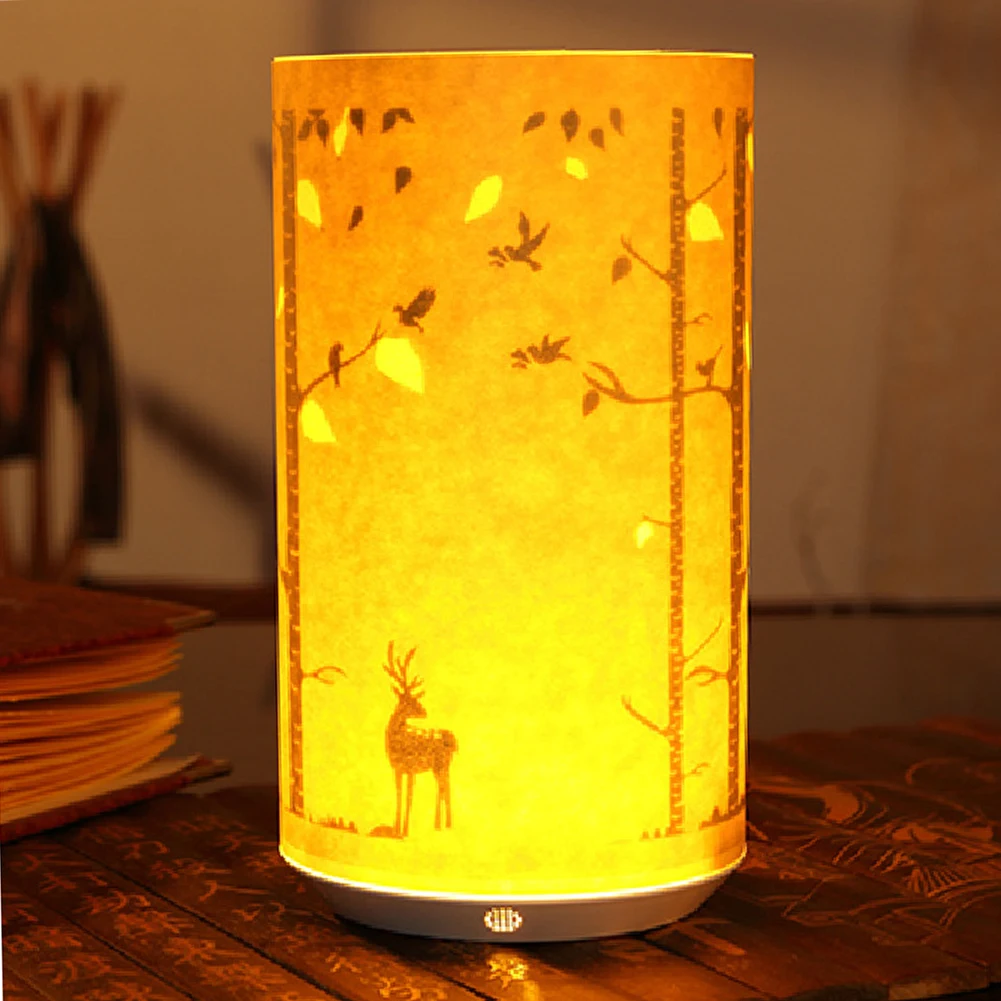 

Artificial Parchment Gifts USB Rechargeable Carved Adjustable Brightness Remote Control Bedside Decorative Table Lamp Practical