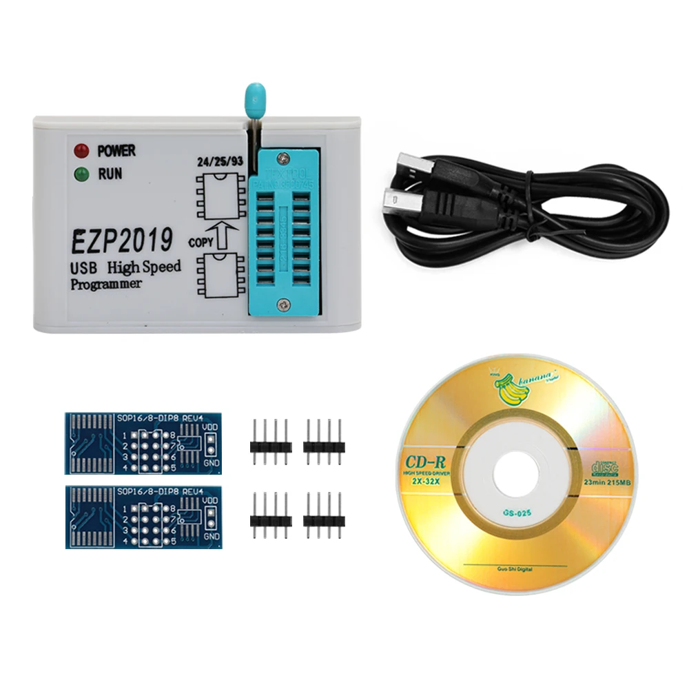 EZP2019 высокоскоростной USB SPI программатор Support24 25 93 EEPROM 25 флэш-память, BIOS Чип + 5 гнезд