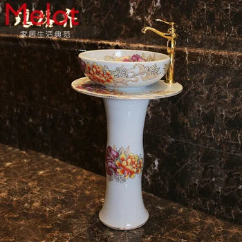 

Jingdezhen Hand-Painted Column Basin Ceramic Art Wash Basin Wash Basin Wash Basin Basin Dusk Rain Peony Flower