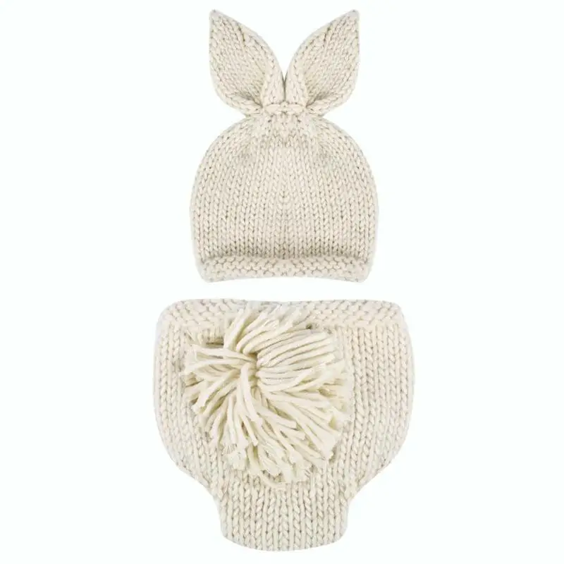Одежда для новорожденных девочек и мальчиков вязаный костюм аксессуары для фотосъемки детские шапки с кроликом roupa de bebe - Цвет: A  0 to 2M