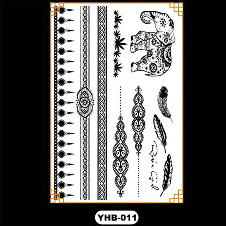 3  2pcs Women Black Lace Tattoo Stickers Waterproof Durable Hannah Sexy Fashion Tattoo Water Transfer Men Body Painting Sticker