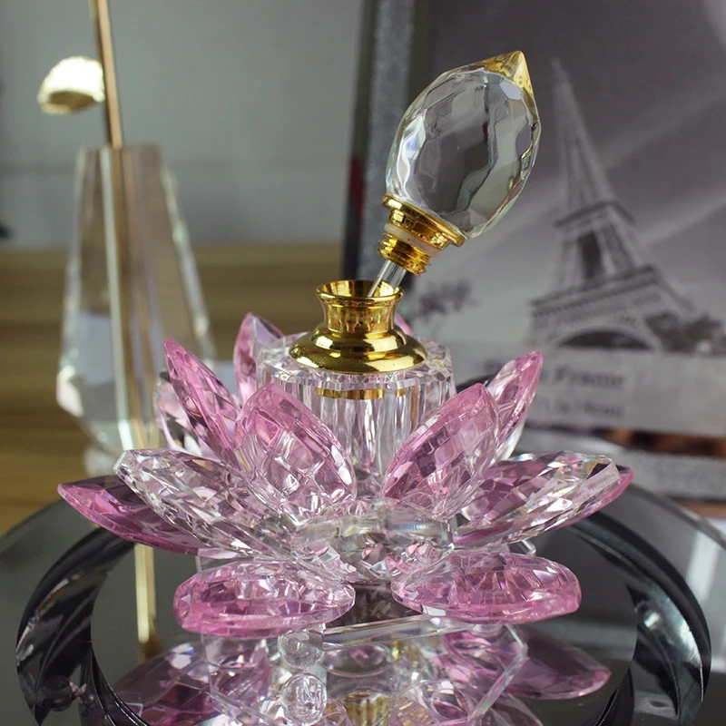 3ML Refillable Crystal Glass Lotus Flower Perfume Bottle Arttar Oil Scent Empty Glass Bottle Fragrance Container Gift Home Decor glass bottles mini perfume bottles