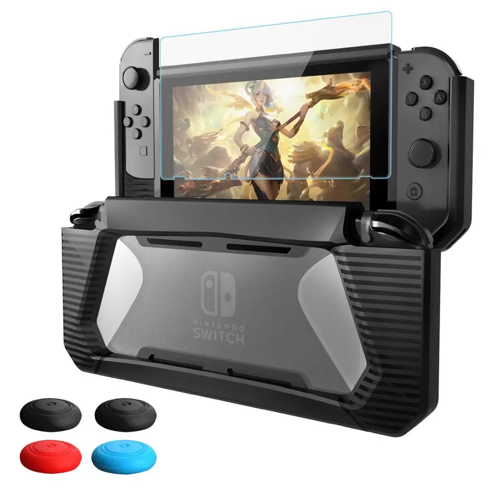 Pack 1 Защитный чехол для nintendo Switch комфортный чехол из ТПУ с 2 упаковками протекторов из закаленного стекла и 4 колпачка - Цвет: Pack 1