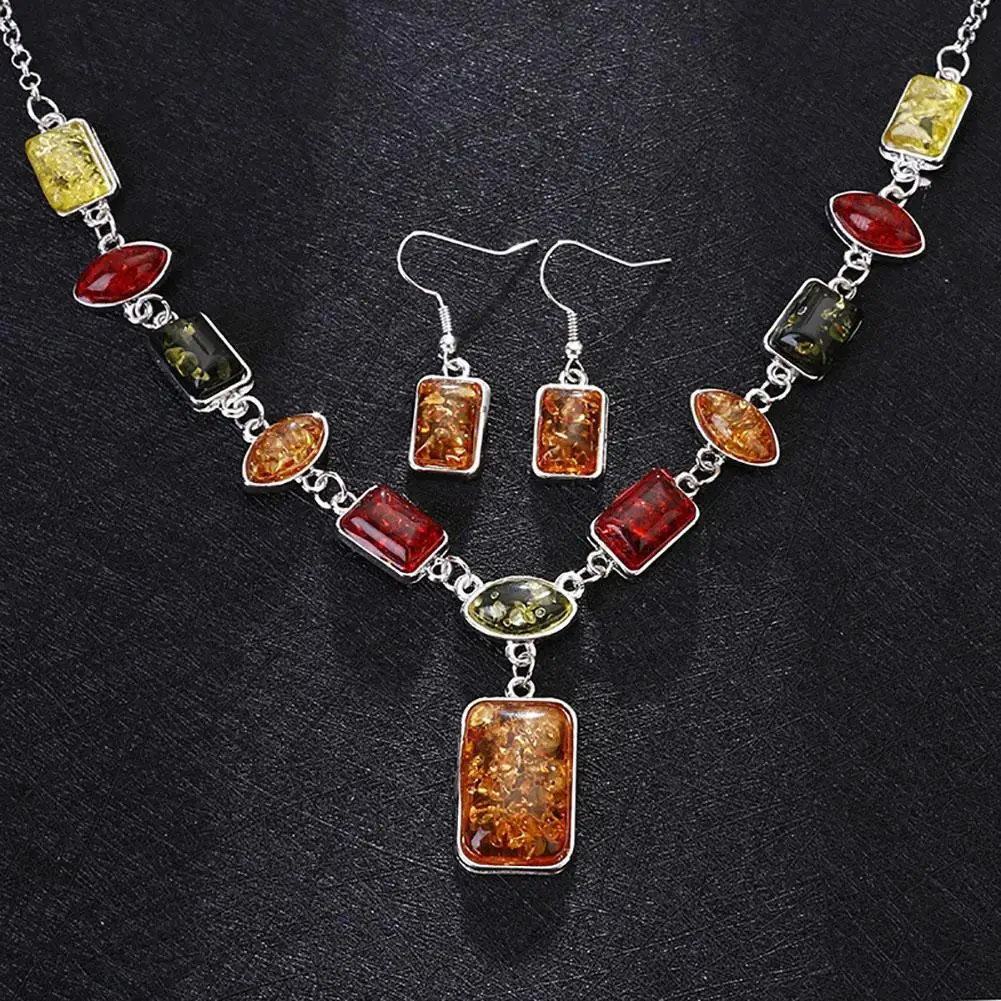 Square Oval African Style Women Necklace Hook Earrings Party Jewelry Set jewelry sets jewelry set women earrings chain necklace