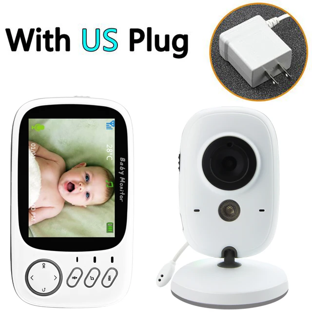 US plug Аудио-разговора Ночное видение Беспроводной видео Цвет Видеоняни и радионяни с 3,2 дюйма ЖК-дисплей 2 варианта, для наблюдения, безопасности, Камера няня VB603 - Цвет: US plug