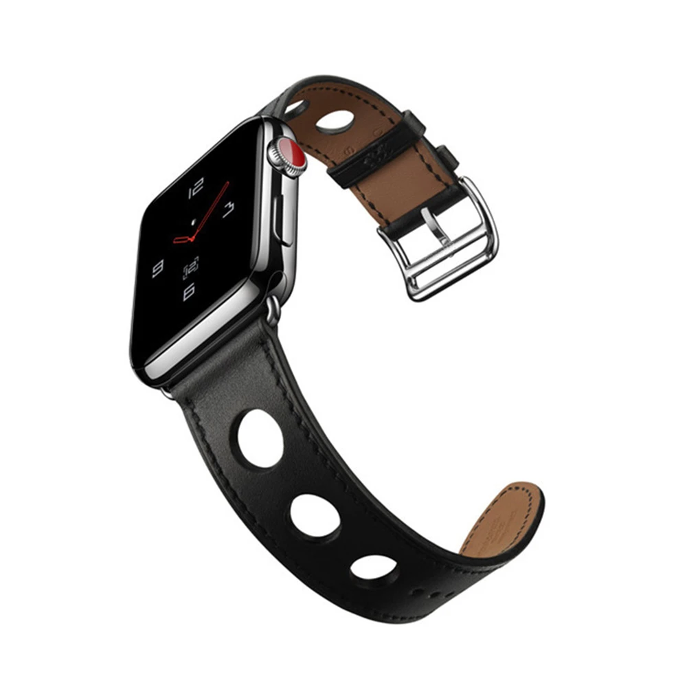 Ремешок кожаный для Apple Watch Series 3 2 1 38 мм 42 водонепроницаемый мягкий браслет с тремя
