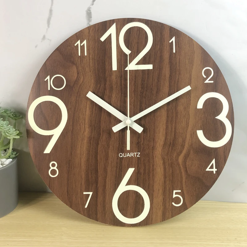 Round Wall Clock Quartz Silent Room Luminous Ultra quiet Living Room
