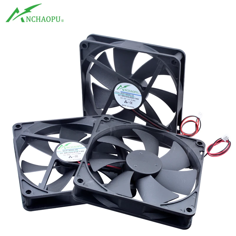 Ventilador Adequado para pc Case Fonte de Alimentação Router Inverter 14cm 140 mm 140x140x25 mm dc 5v 12v 24v 2pin Acp14025