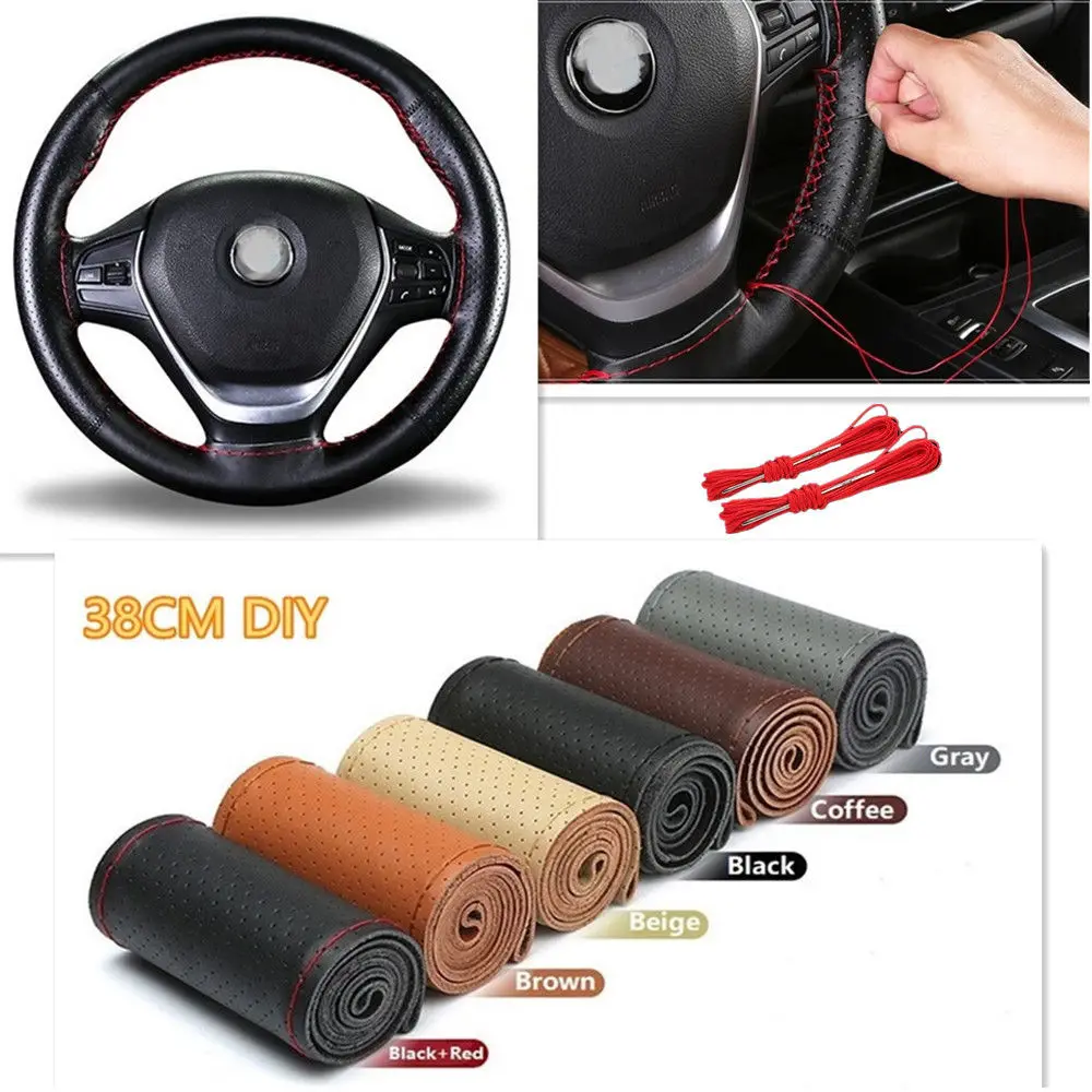 Универсальный чехол для руля из натуральной кожи 2020 38 см автомобиля DIY мягкой