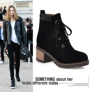 

Drop Ship NEW Women Ankle Boots Autumn Winter Boots Classic Lace-up Snow Short Boots Winter Suede Warm Fur Plush Women Shoes