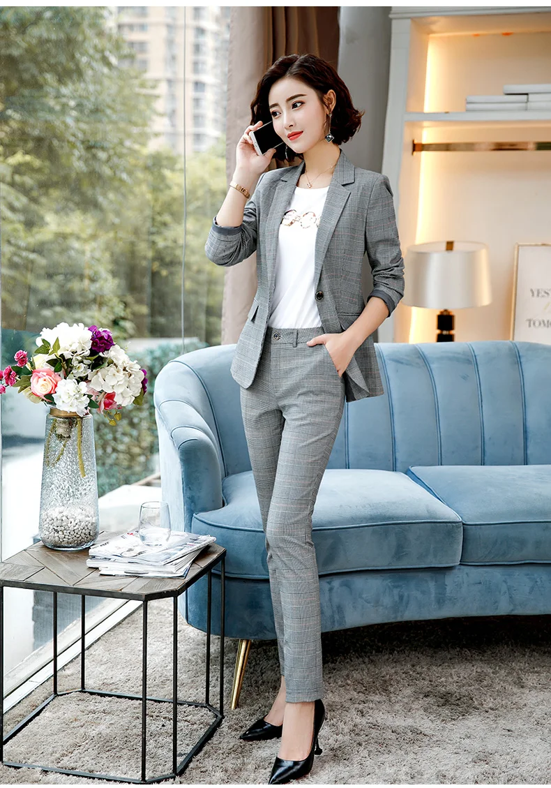 Vrouwen плед Kleine Pak темперамент Modetrends Pak Broek набор vrouwen vrouwen Twee Stuk Slanke wilde Professional Pak