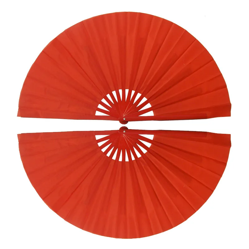 

Kung fu fan Tai Chi fan red Mulan double fan left and right hand fan One pair Wu shu shan