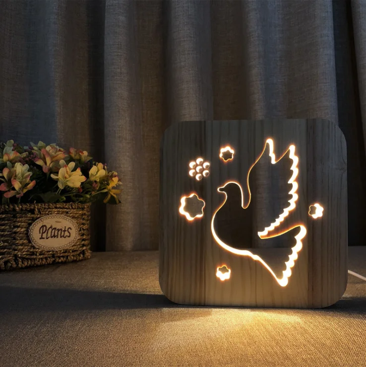 3D лампа с питанием от USB настольная лампа для Ребенка Рождественский подарок на год деревянная собачья лапа Кошка Животное ночник Французский бульдог Luminaria