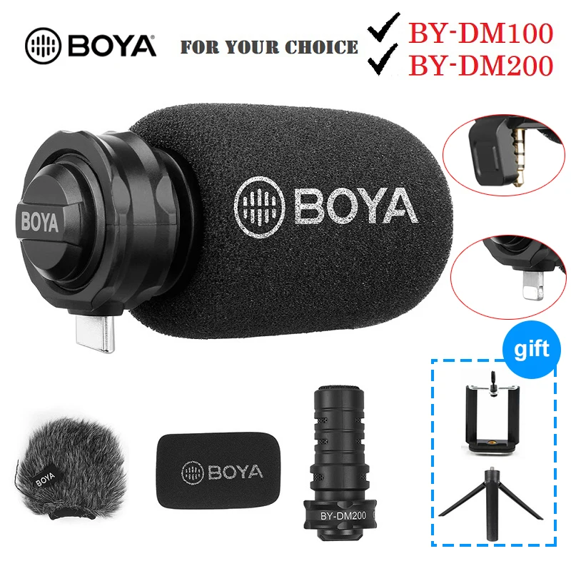 BOYA BY DM100 DM200 A7H Digital Condenser Mic Microphone for iPhone  Samsung Type C Android Phones iPad iPod 3.5mm