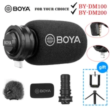Boya por microfone dm100 a7h digital, condensador estéreo, para iphone, samsung, android, ipad ipod 3.5mm
