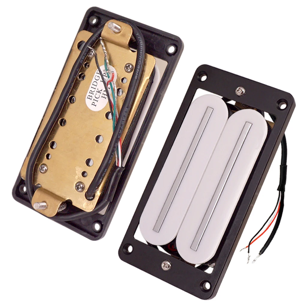 Pack of 2 Electric Guitar Dual Hot Rail Pickup Neck & Bridge White with Black Frame