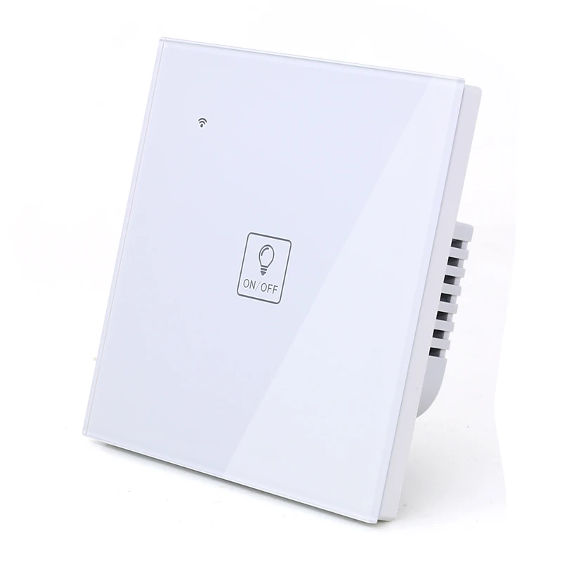 Wi Fi Сенсорный настенный выключатель с изображением иконы света белое стекло