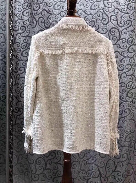 Новинка, зимняя женская шерстяная куртка с карманами и бахромой, 1204 с отворотом