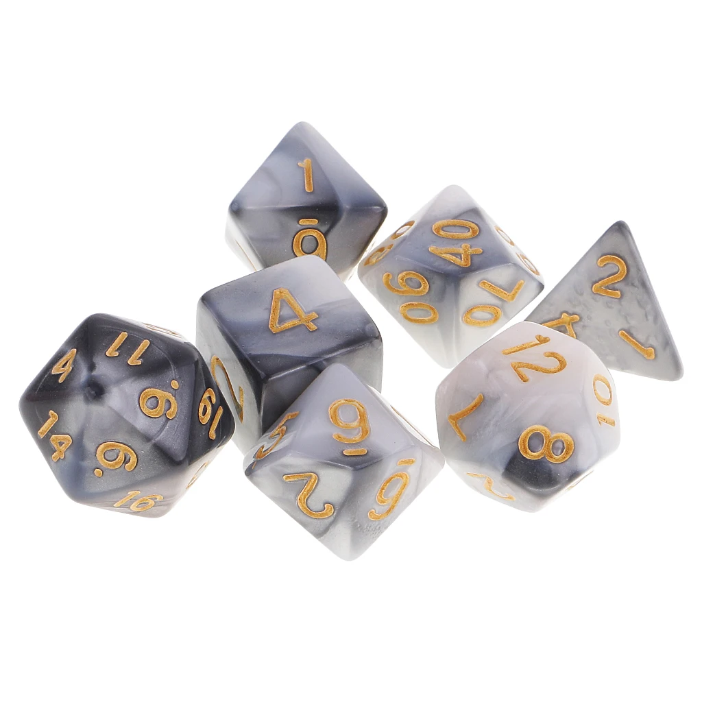 7Pcs Polyhedral Dice Double-Colors Polyhedral Game Dice for RPG Dungeons and Dragons DND RPG MTG D20 D12 D10 D8 D6 D4 Table Game