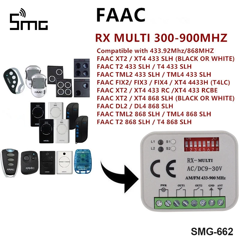 10X RX MULTI 300-900 МГц Beninca FAAC Hormann MARANTEC Liftmaster 433,92 МГц 868 плавающий код пульт дистанционного управления приемник swtich