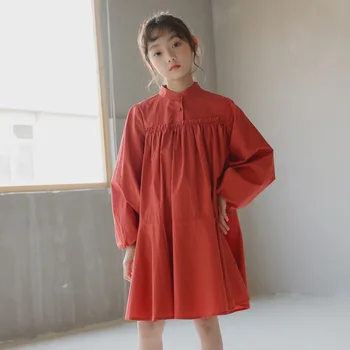 

Kids Girls Shirt Dress 10 to 12 years Long Sleeve Loose Cotton Dress 2020 Autumn Elegant Dress for Teenage