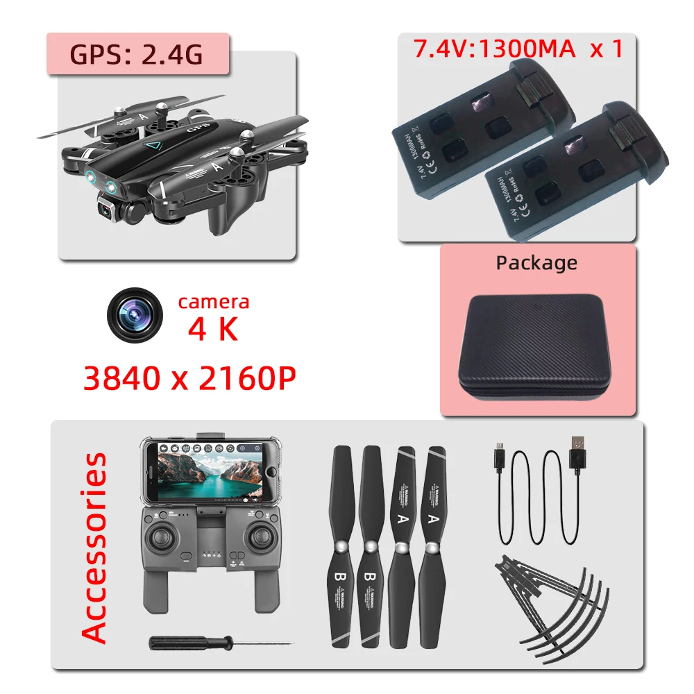 S167 gps 4K с камерой селфи Дрон профессиональные игрушки дроны, Радиоуправляемый вертолет игрушка Квадрокоптер juguetes Квадрокоптер VS SG907 - Цвет: 2.4G-4K-2B-bag