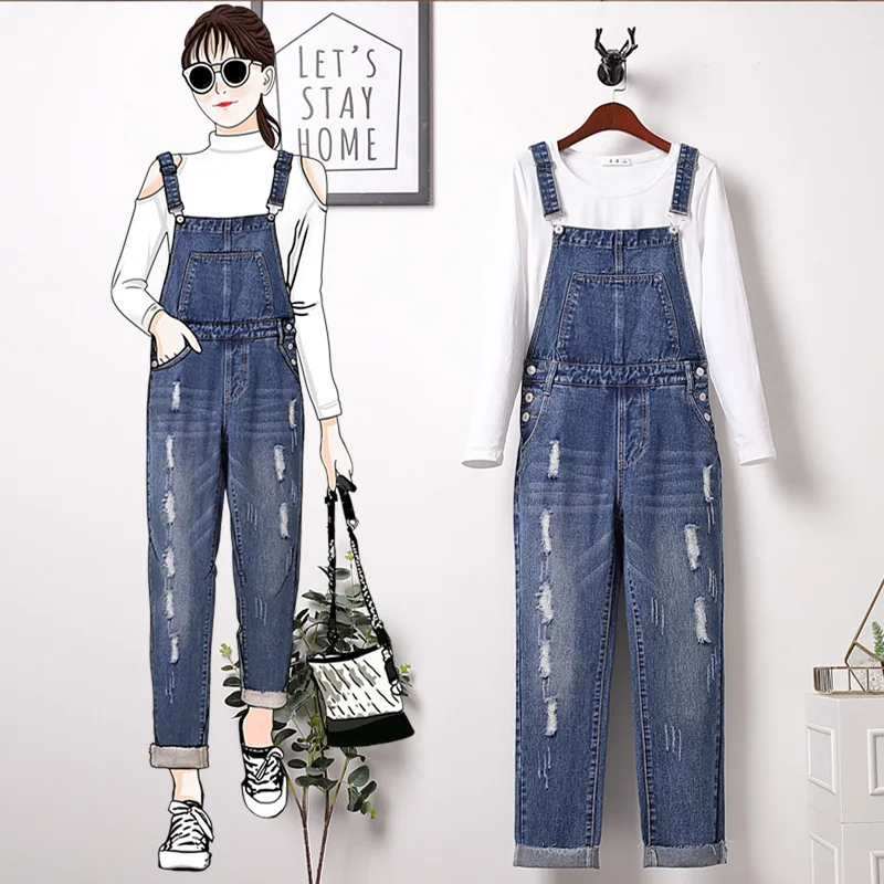 

Big Code Women's Wear 2020 Pack Big Code Women's Wear Age Reduction Foreign Style Loose Slim Cowboy Bib Chao