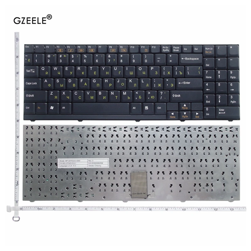 GZEELE new Russian Keyboard for CLEVO D900 D27 D470 M590 D70 BLACK RU keyboard | Компьютеры и офис