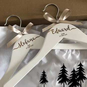 

Personalised engraved dress coat hangers for wedding party bride maid of honour bridesmaid name and role keepsake photo prop