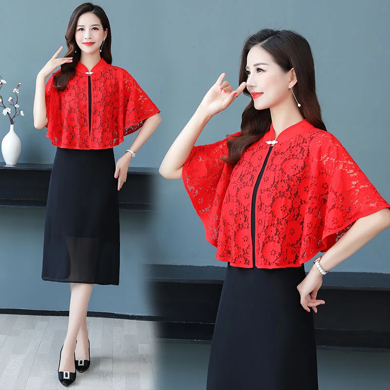 Women summer white Black Red Green Shrug Bolero Lace Bridal Cape Jacket Elegant Wraps Beach Shawl Bridal Bolero