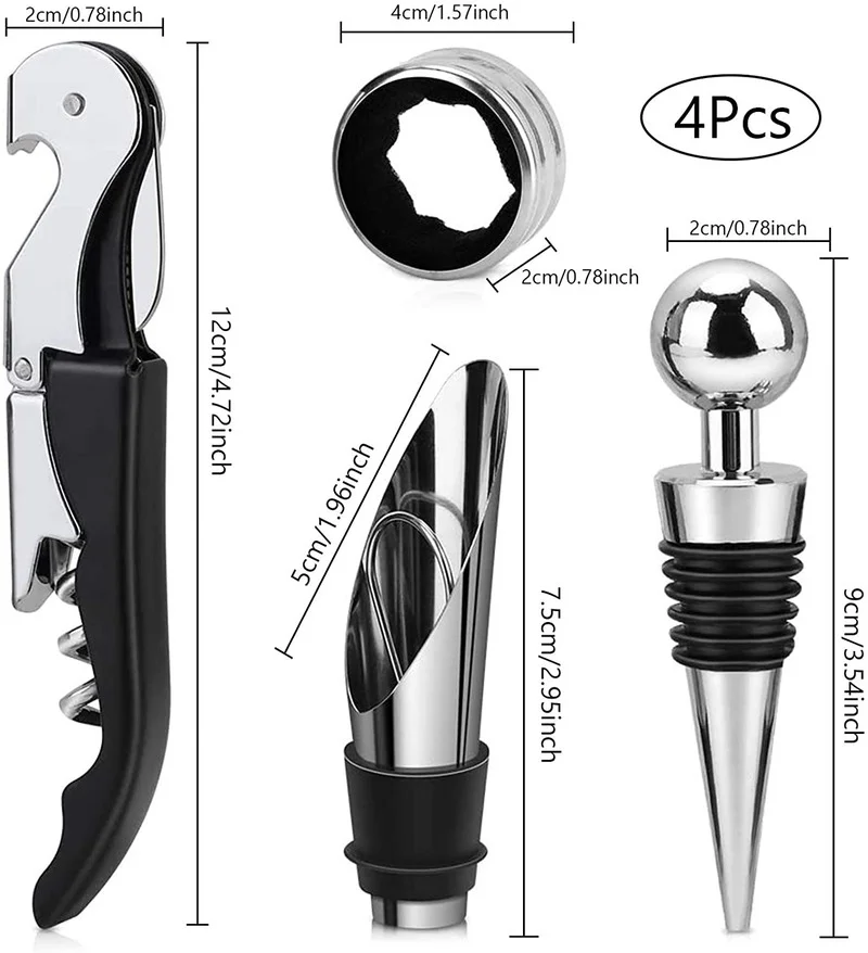 Wine Aerator Pourer Wine Opener Set 4Pieces Pressure Bottle Opener Pour Spout Stoppers Bottle stopper