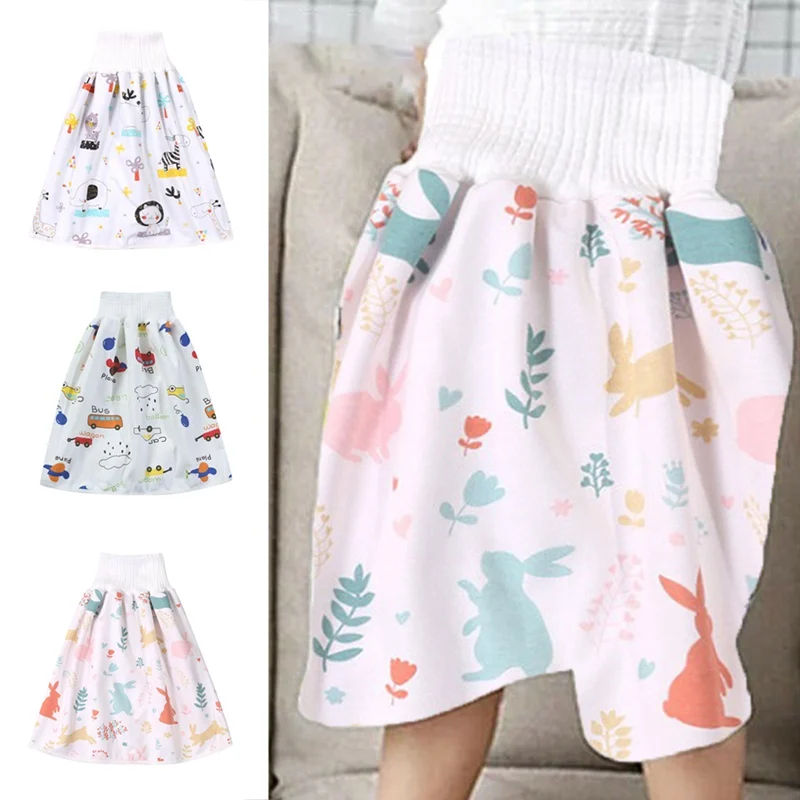 

2 In1 Waterproof Diaper Skirt Washable Reusable Urine Pad Baby Cotton Diaper Infant Children Hakama Training Nappy Change Shorts